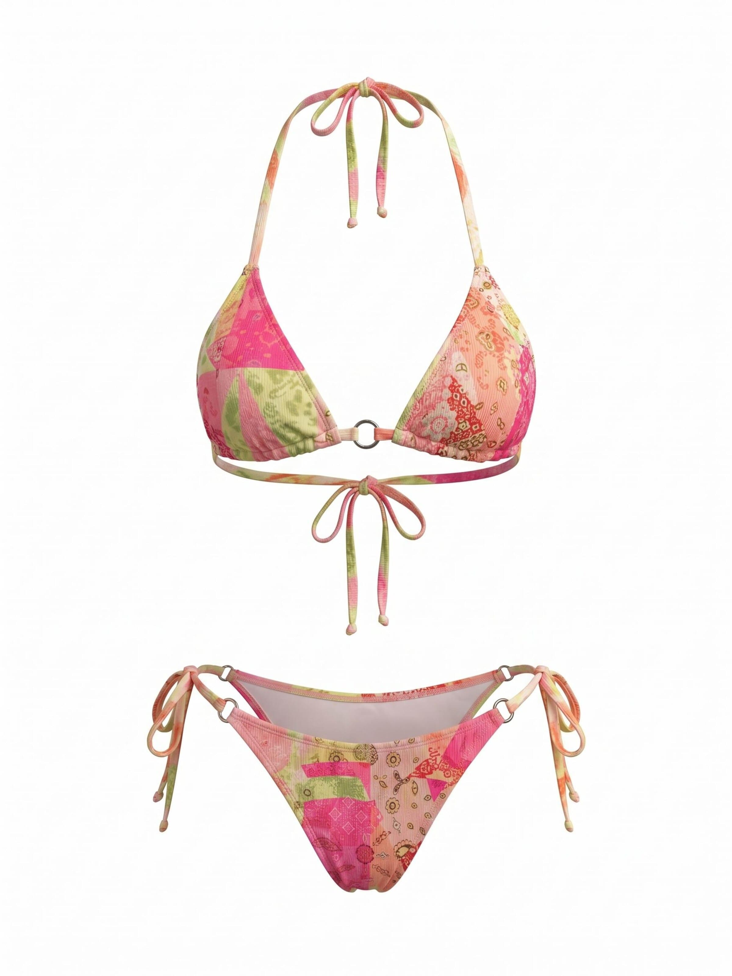 Cupshe Trojúhelníková Bikiny 'Triangle' – pink: přední strana