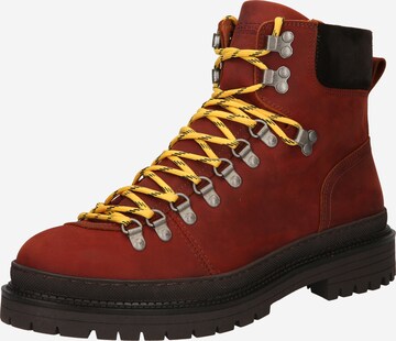 SELECTED HOMME - Botas con cordones en marrón: frente