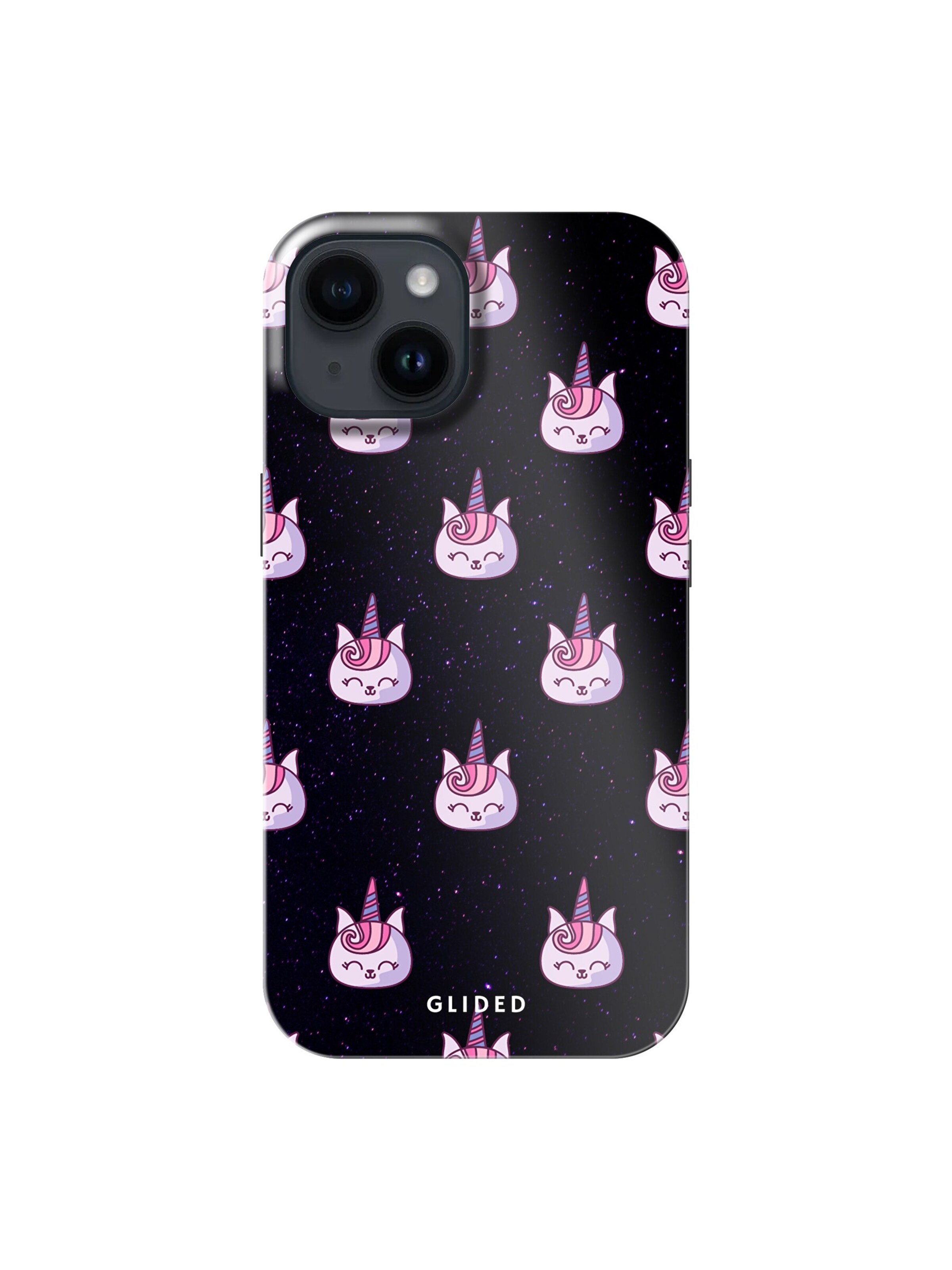 Glided Smartphone Case 'Unicorn Meow Glided Handyhülle' in Black: front