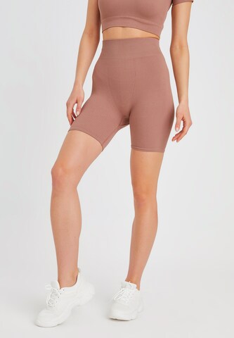 Leif Nelson Skinny Leggings in Bruin: voorkant