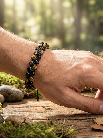 UNIQAL Armband 'TIGERAUGE SCHWARZER TURMALIN' in Gemengde kleuren