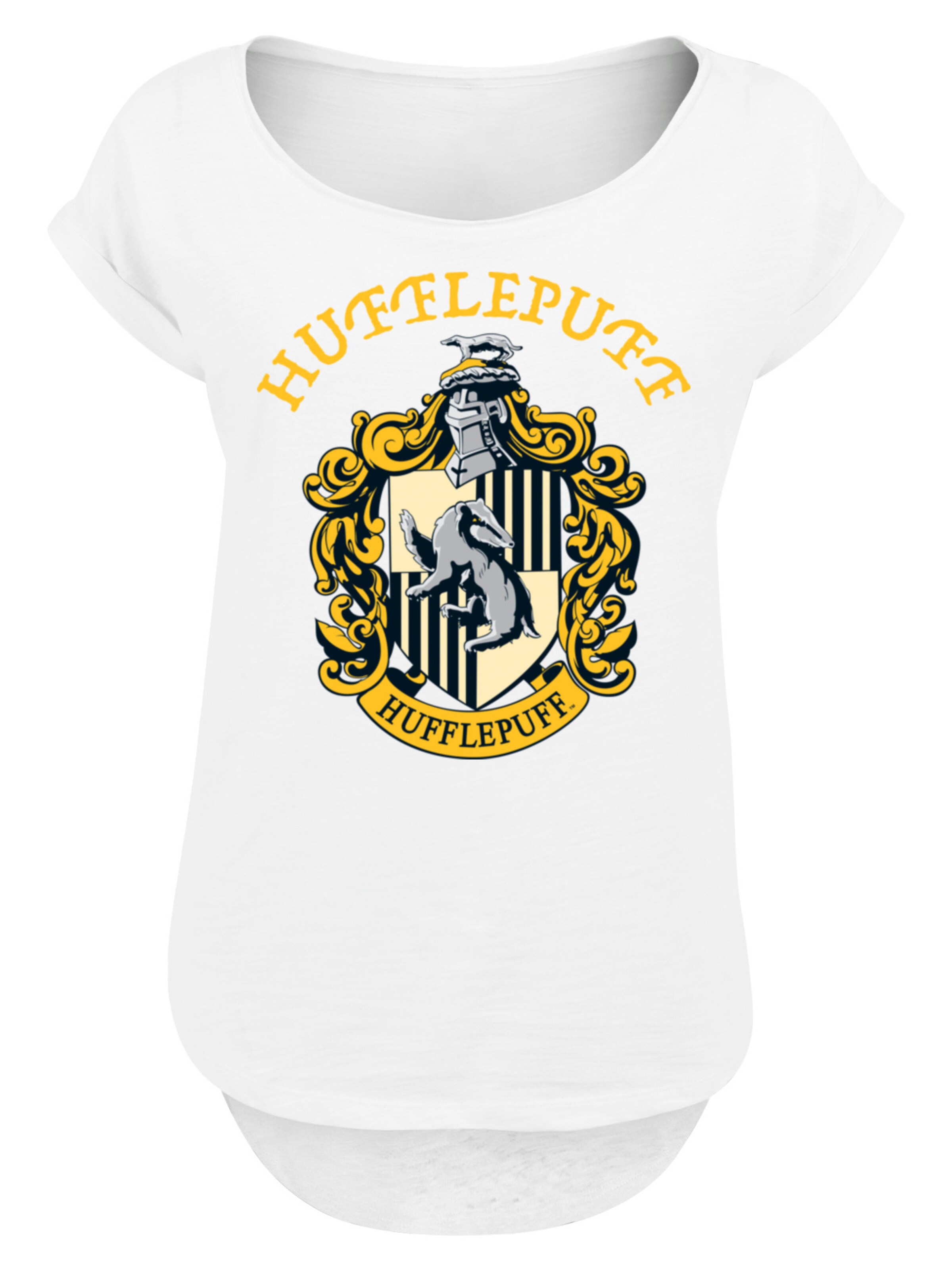 F4NT4STIC T-Shirt 'Harry Potter Hufflepuff Crest' in curry / grau / schwarz / weiß, Produktansicht