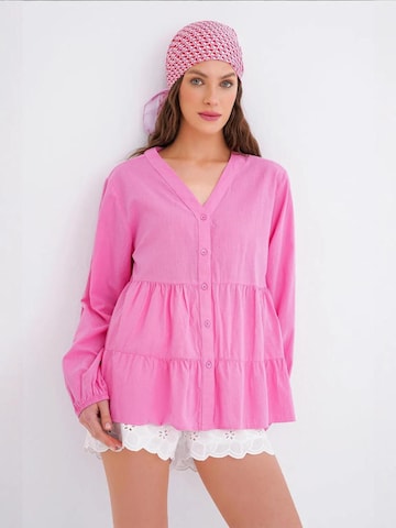 MixRay Blouse 'Hemden' in Roze: voorkant