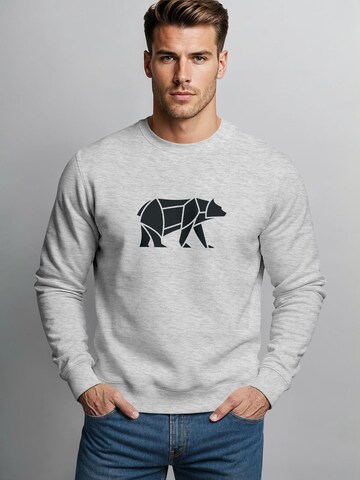 Neverless Sweatshirt 'Bär Lineart Polygon' in Grey