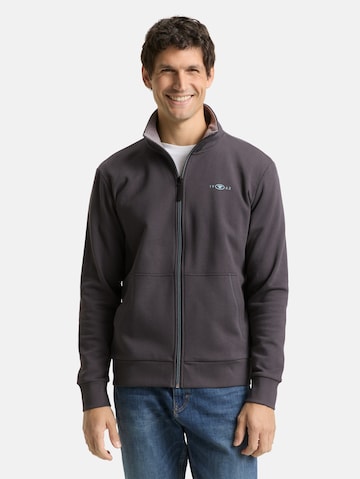 TOM TAILOR Sweat jacket in Grey: front