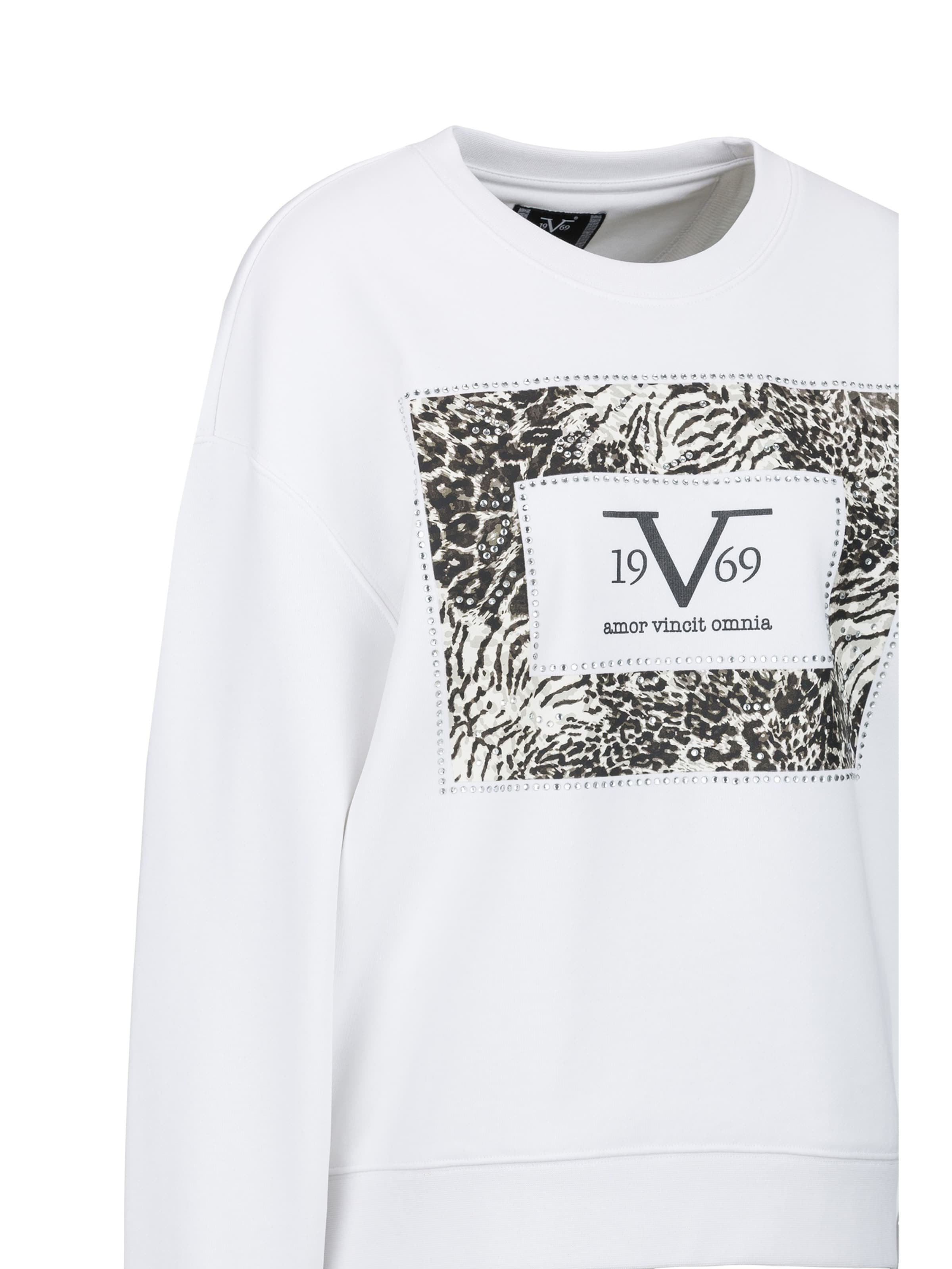 19V69 ITALIA Sweatshirt ' SINJA EMBELLISH ' in Wit