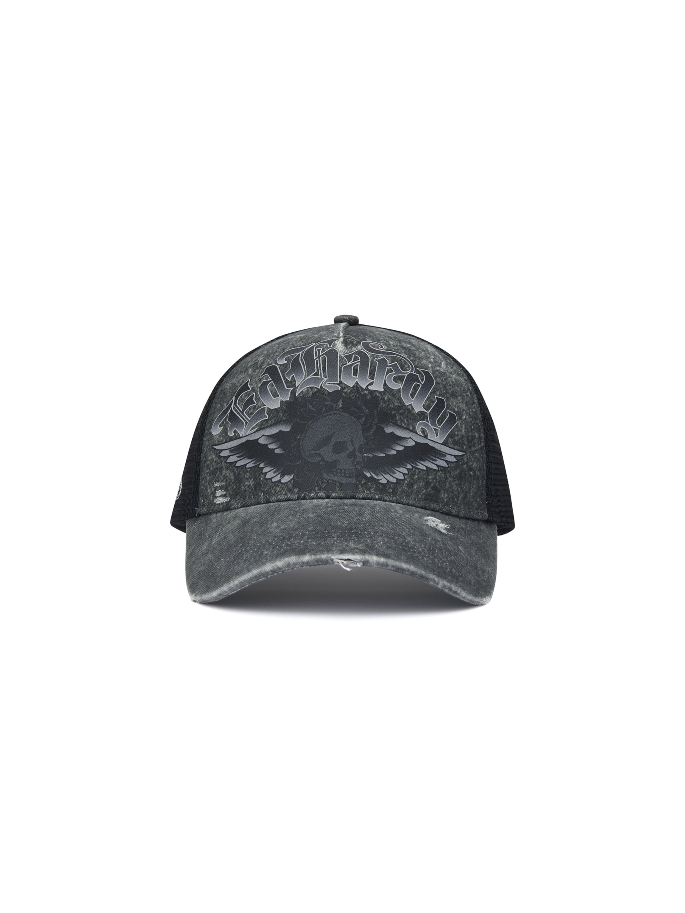 Ed Hardy Keps 'Flaming Gothic Skull' i grå
