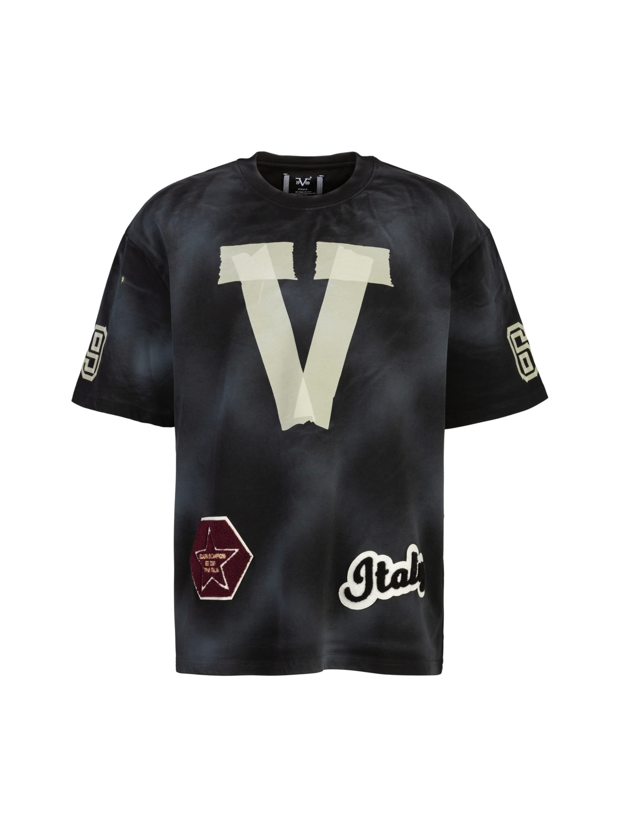 19V69 ITALIA Μπλουζάκι 'Tamaro' σε μαύρο: μπροστά