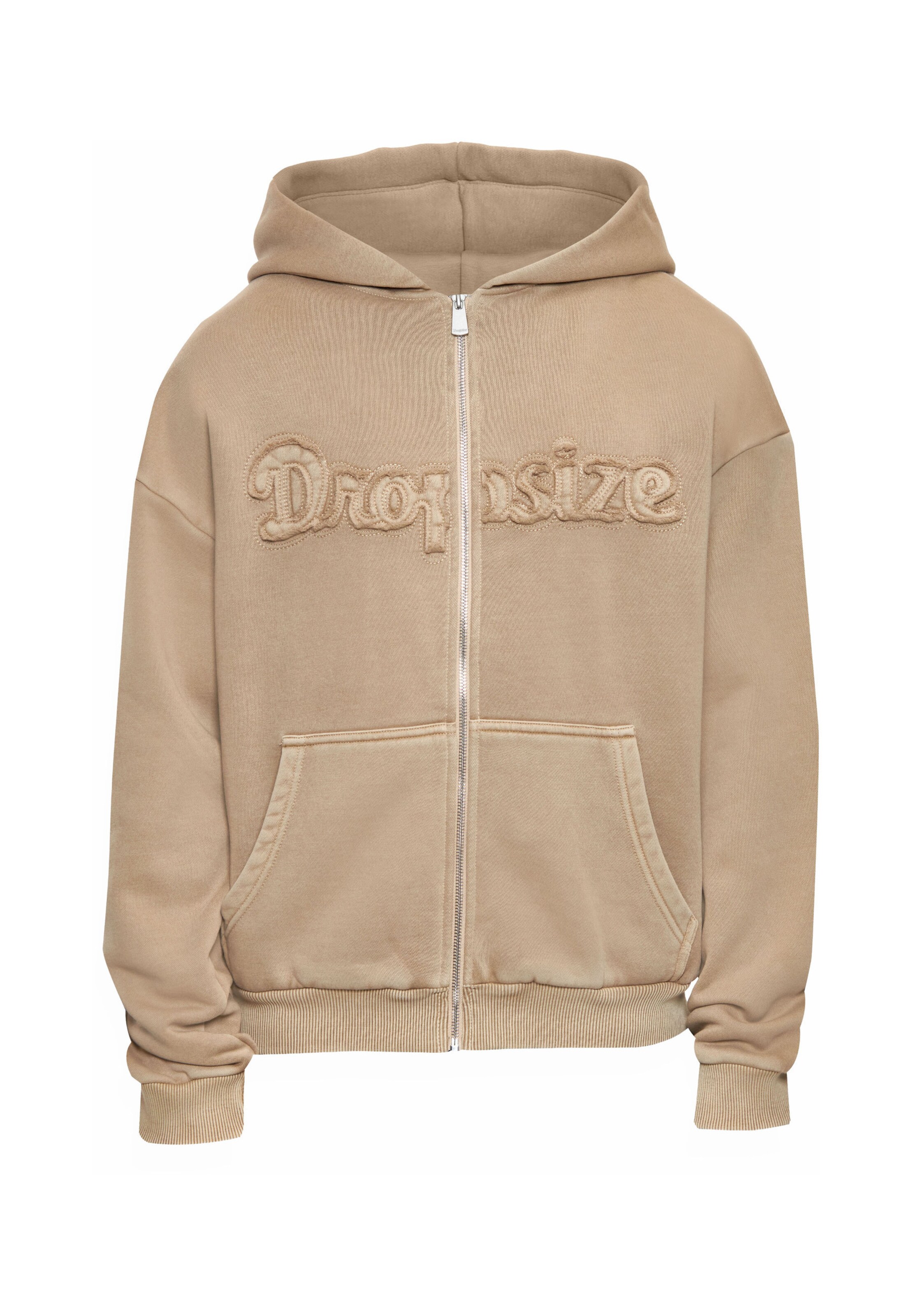Giacca di felpa di Dropsize in beige: frontale