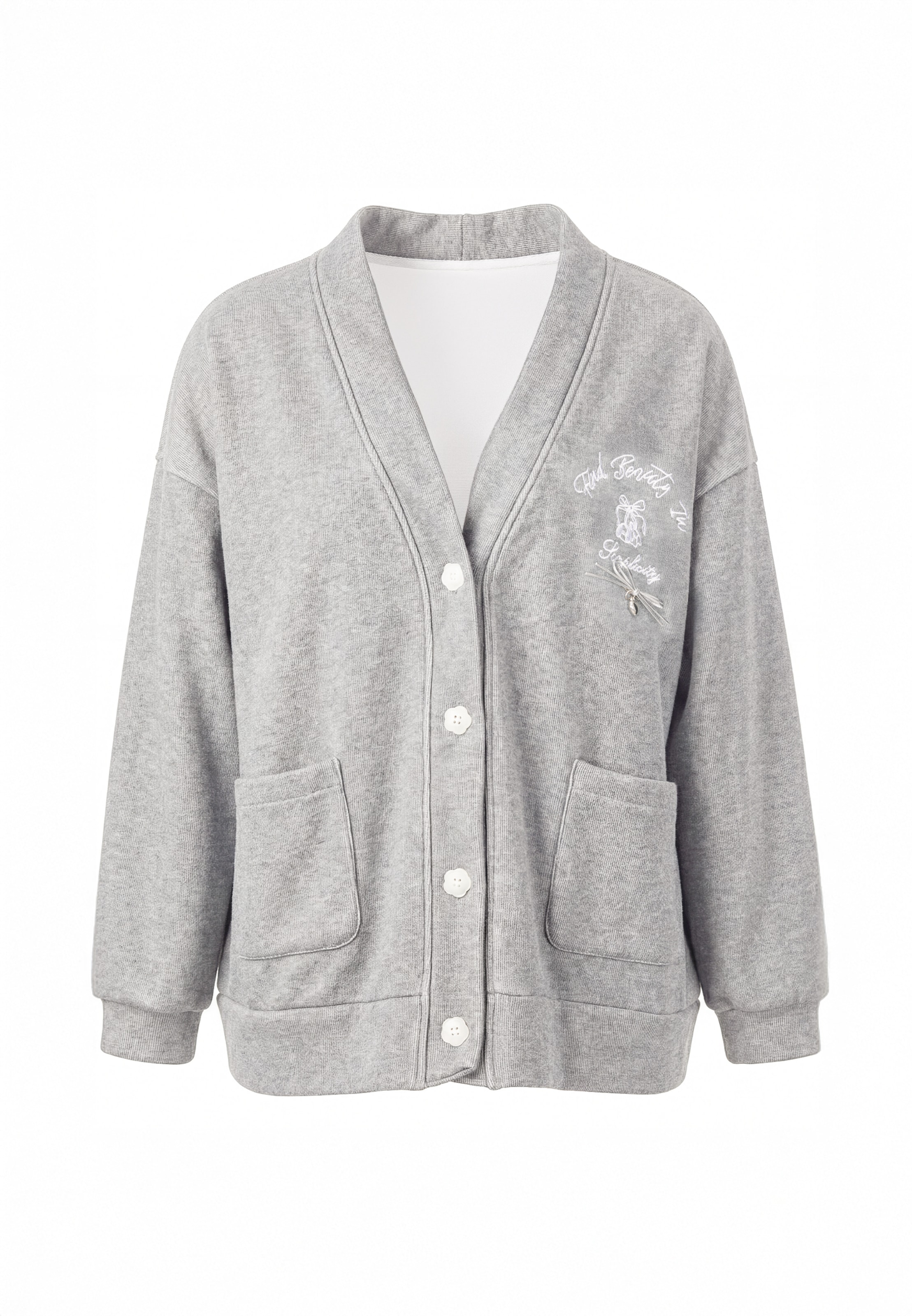 usha BLUE LABEL Sweatvest in Grijs: voorkant