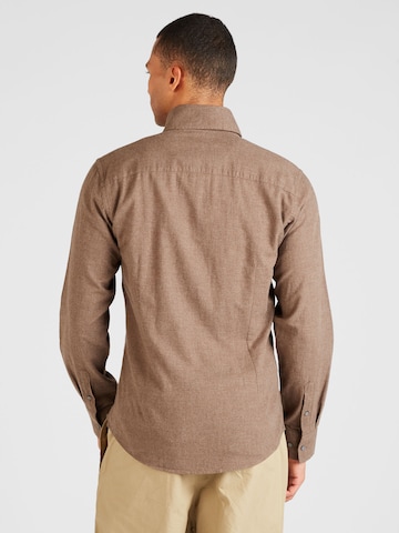 Bruun & Stengade Slim fit Button Up Shirt 'Floyd' in Brown