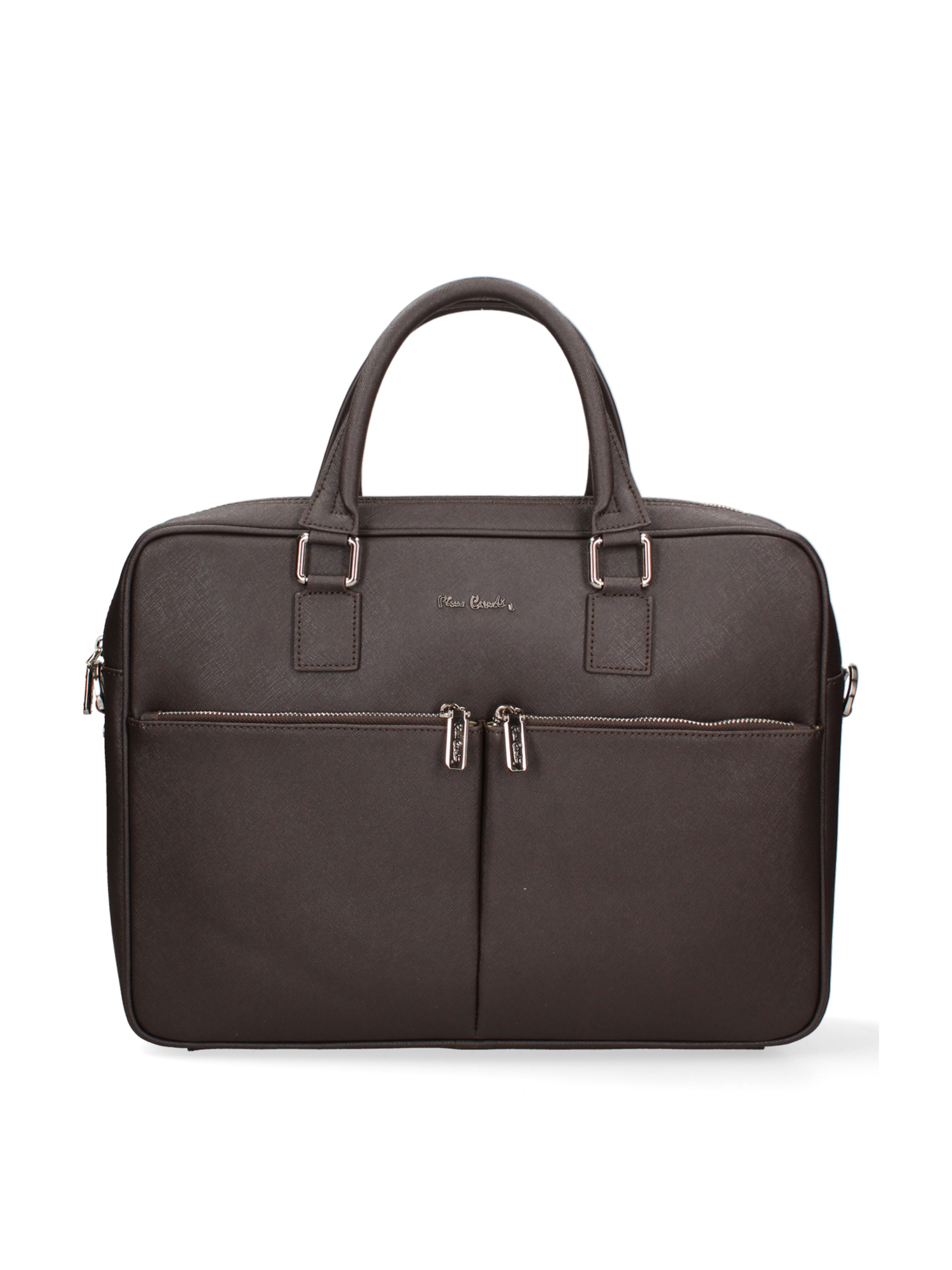 Valigetta ventiquattrore 'Borsa da Lavoro Pierre Cardin Vera Pelle con Zip' di PIERRE CARDIN in marrone: frontale