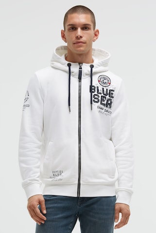 CAMP DAVID Zip-Up Hoodie in White: front