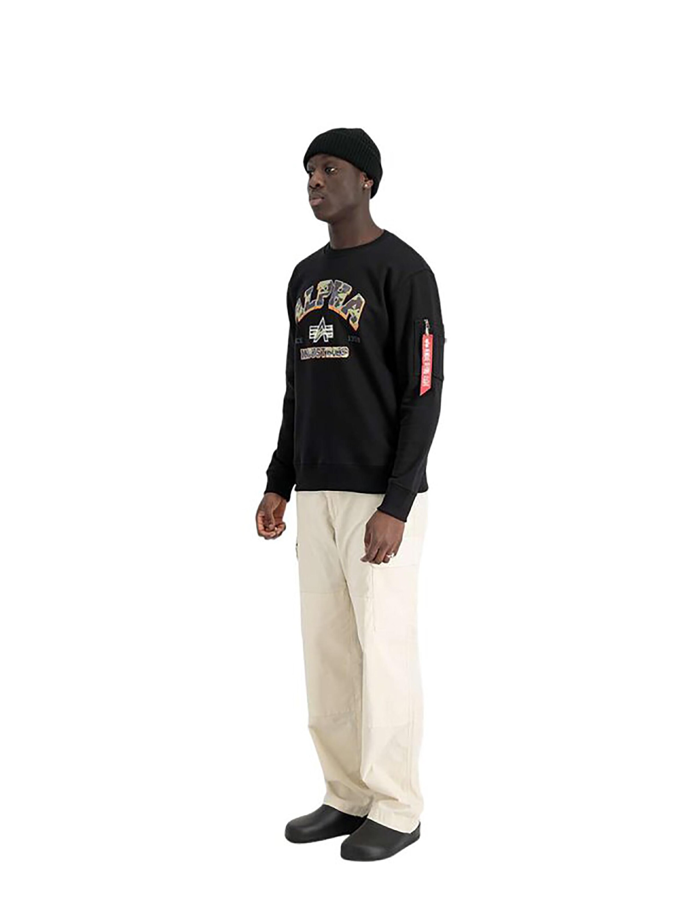 ALPHA INDUSTRIES Sweatshirt 'College' in Zwart