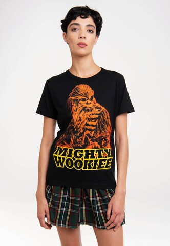 LOGOSHIRT Shirt 'Star Wars: Solo - Mighty Wookie' in Black