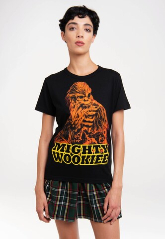 LOGOSHIRT Shirt 'Star Wars: Solo - Mighty Wookie' in Zwart