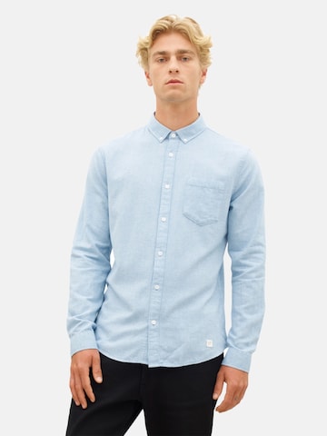 Coupe regular Chemise 'Soft Brushed' NOWADAYS en bleu : devant