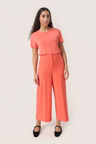 SOAKED IN LUXURY Wide leg Pleat-Front Pants 'Corinne' in Orange