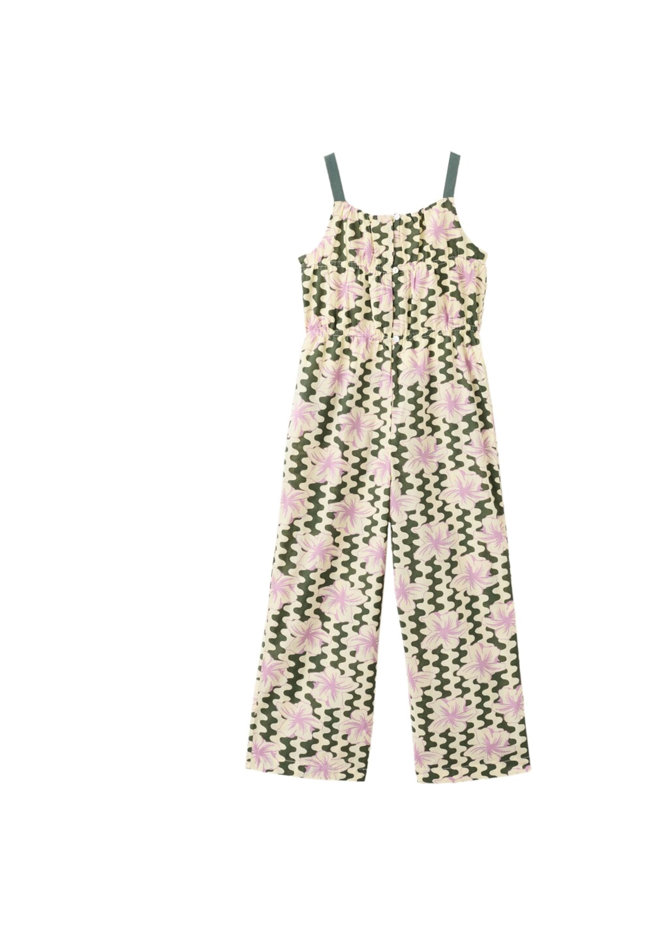 MANGO KIDS Dungarees 'Hibiscus' in Green: front