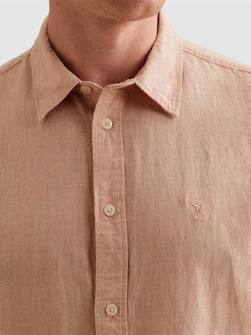 PME Legend Regular fit Skjorta 'Cotton/linen shirt with embroidered logo' i rosa