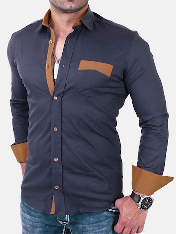 Reslad Slim fit Button Up Shirt 'RS7205' in Grey