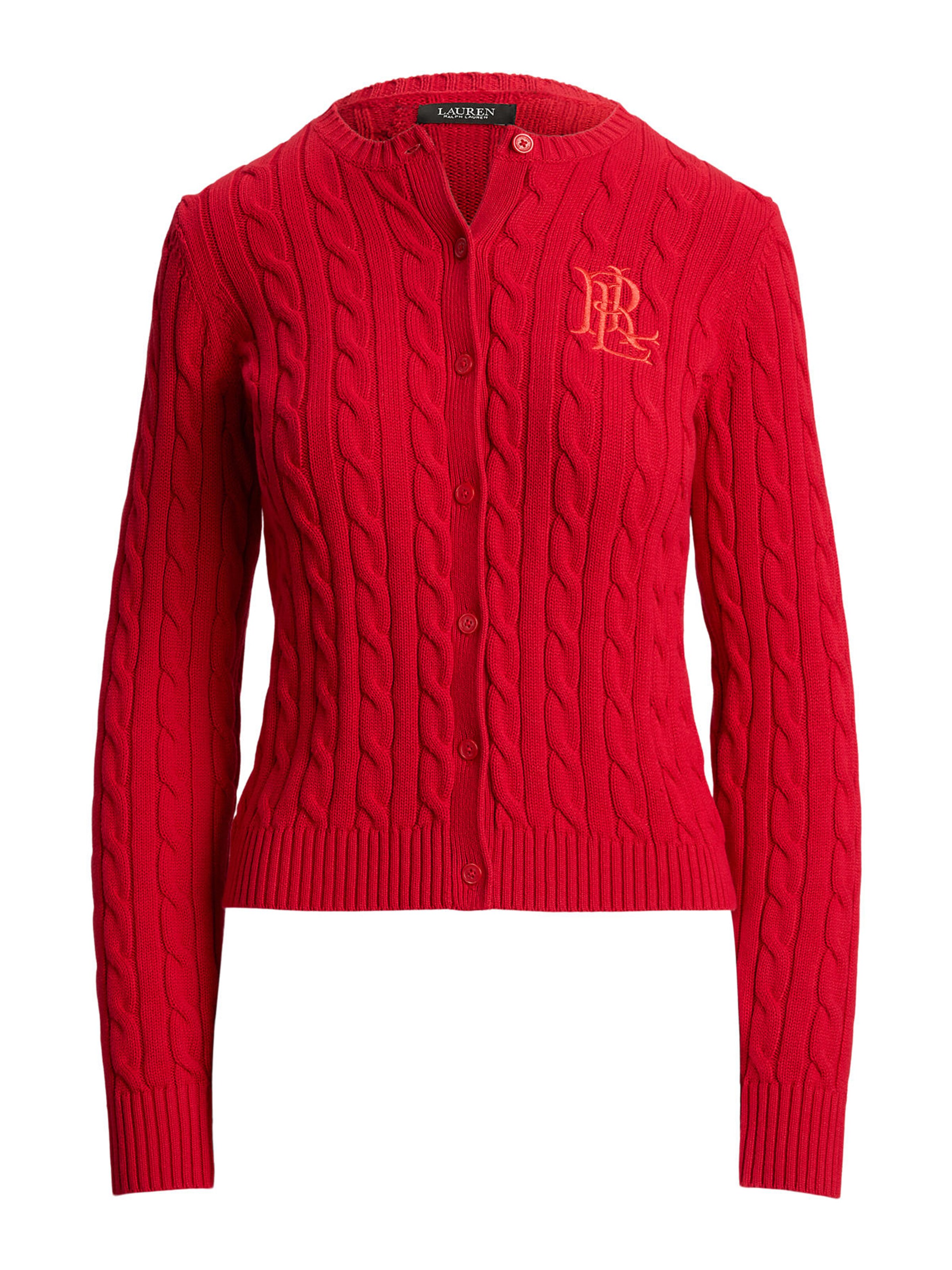Lauren Ralph Lauren Πλεκτή ζακέτα σε κόκκινο: μπροστά
