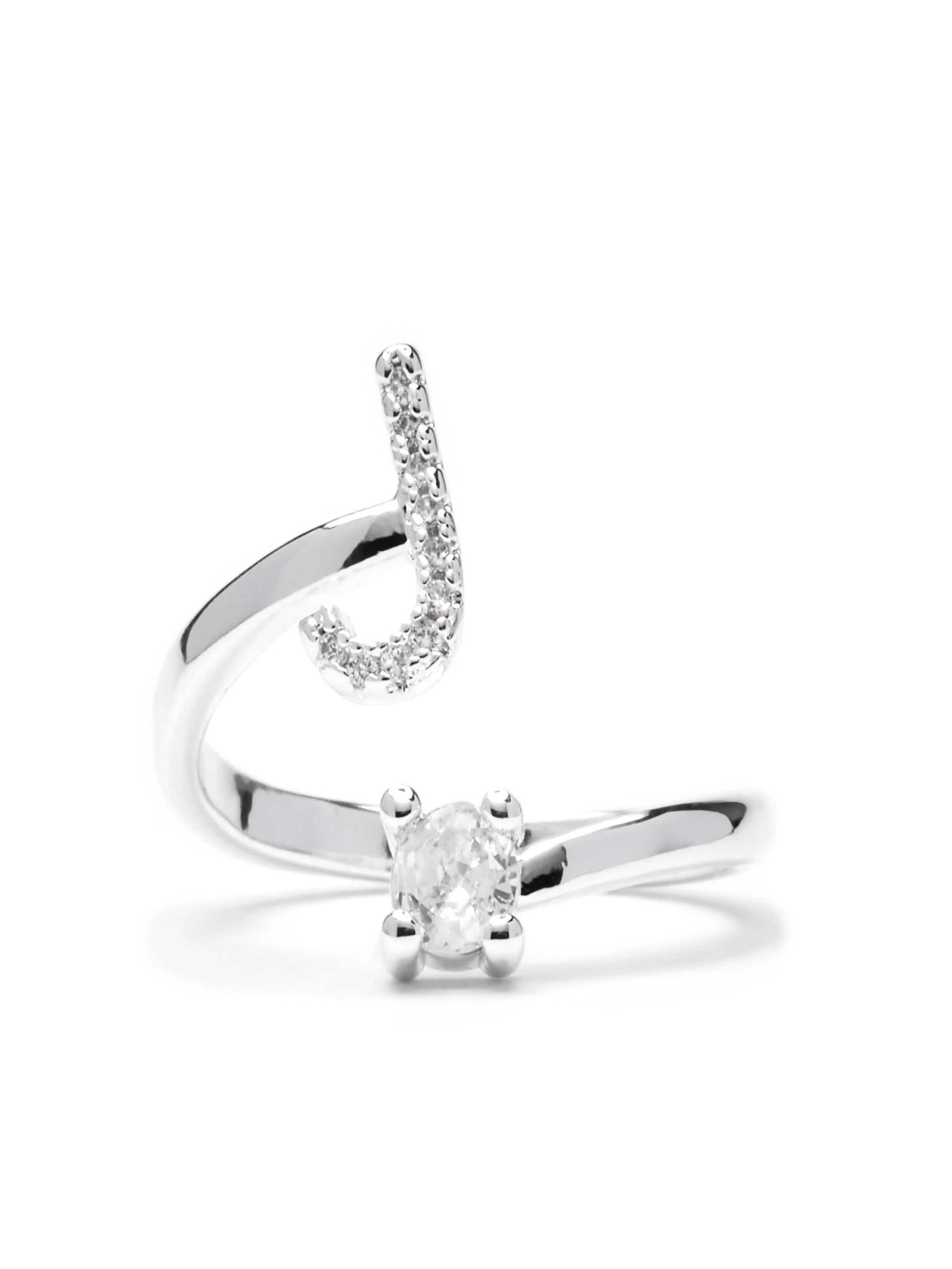 Luxenter Ring 'Alphabet J' in Zilver: voorkant