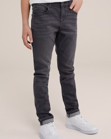 WE Fashion Slimfit Jeans in Grijs: voorkant