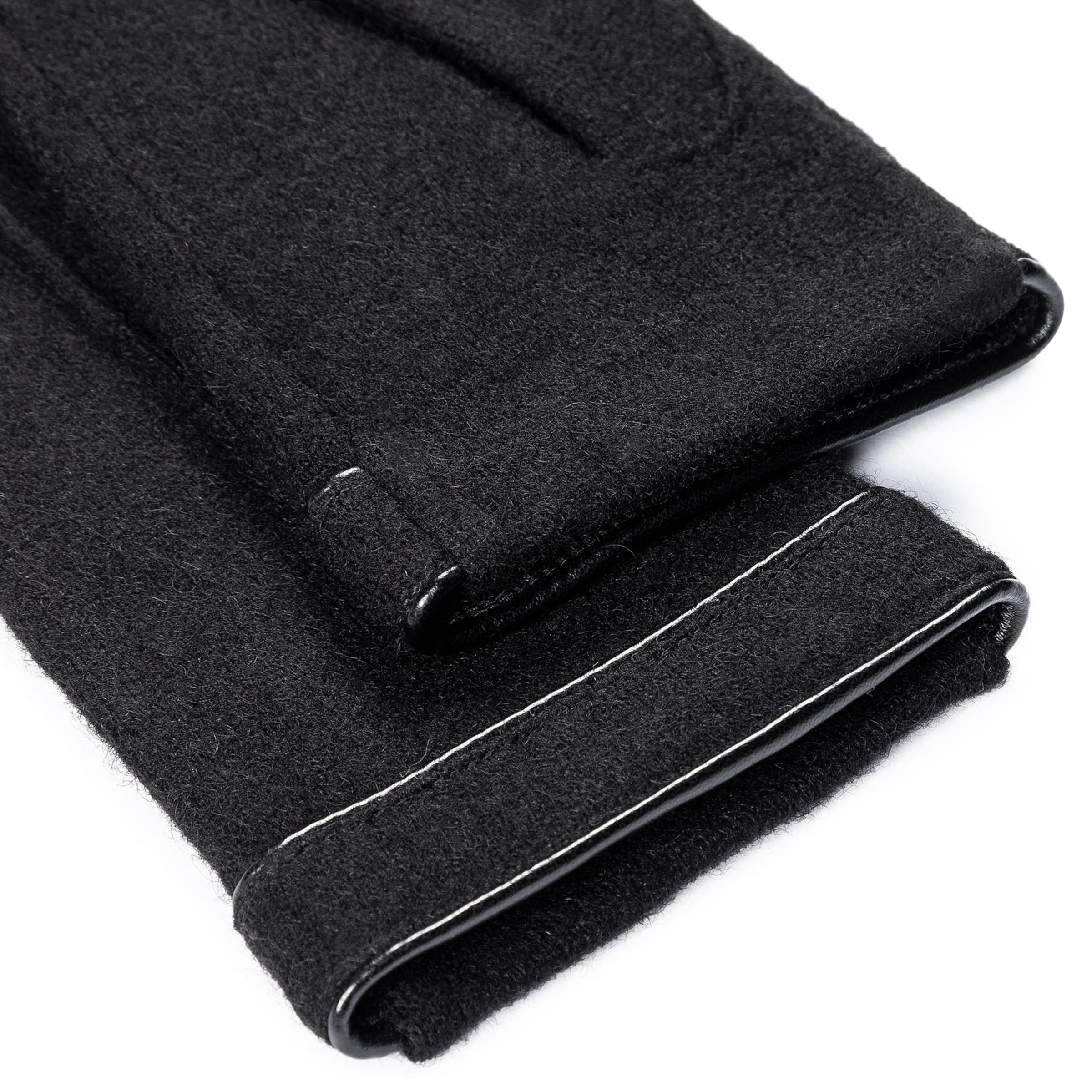 Roeckl Strickhandschuhe 'LEATHER PIPING TOUCH' in Schwarz