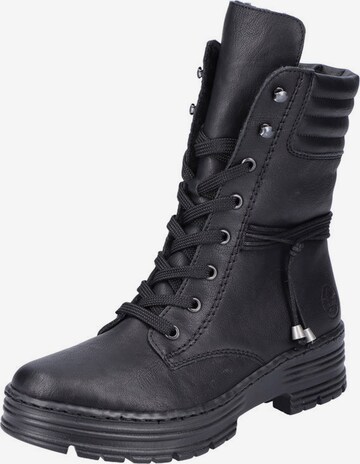 Rieker Lace-Up Ankle Boots in Black: front