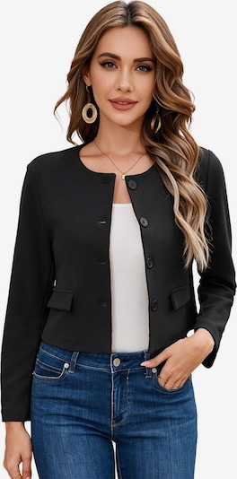 KoJooin Blazer 'Damen-Langarmblazer, kurz geschnitten, kragenlos, mit Knopfleiste, Business-Casual-Oberbekleidung' in 36 in Black, Item view
