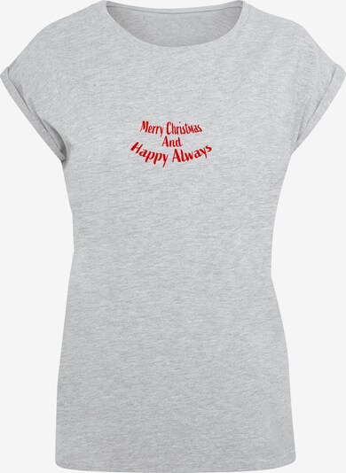 Merchcode T-shirt 'Merry Christmas And Happy Always' en gris chiné / rouge, Vue avec produit