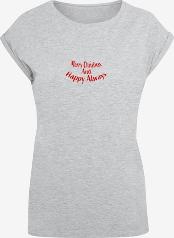 Merchcode Shirt 'Merry Christmas And Happy Always' in Grijs: voorkant