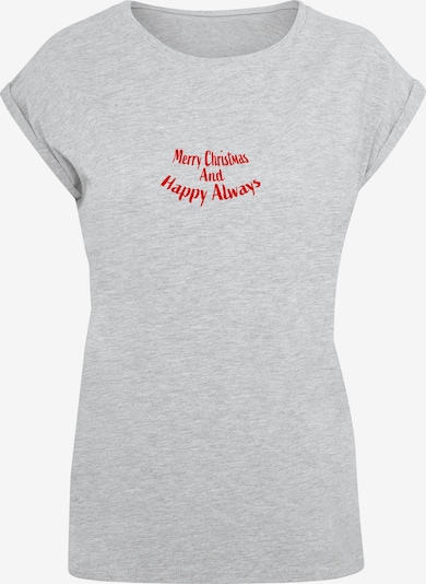 Merchcode T-shirt 'Merry Christmas And Happy Always' en gris chiné / rouge, Vue avec produit