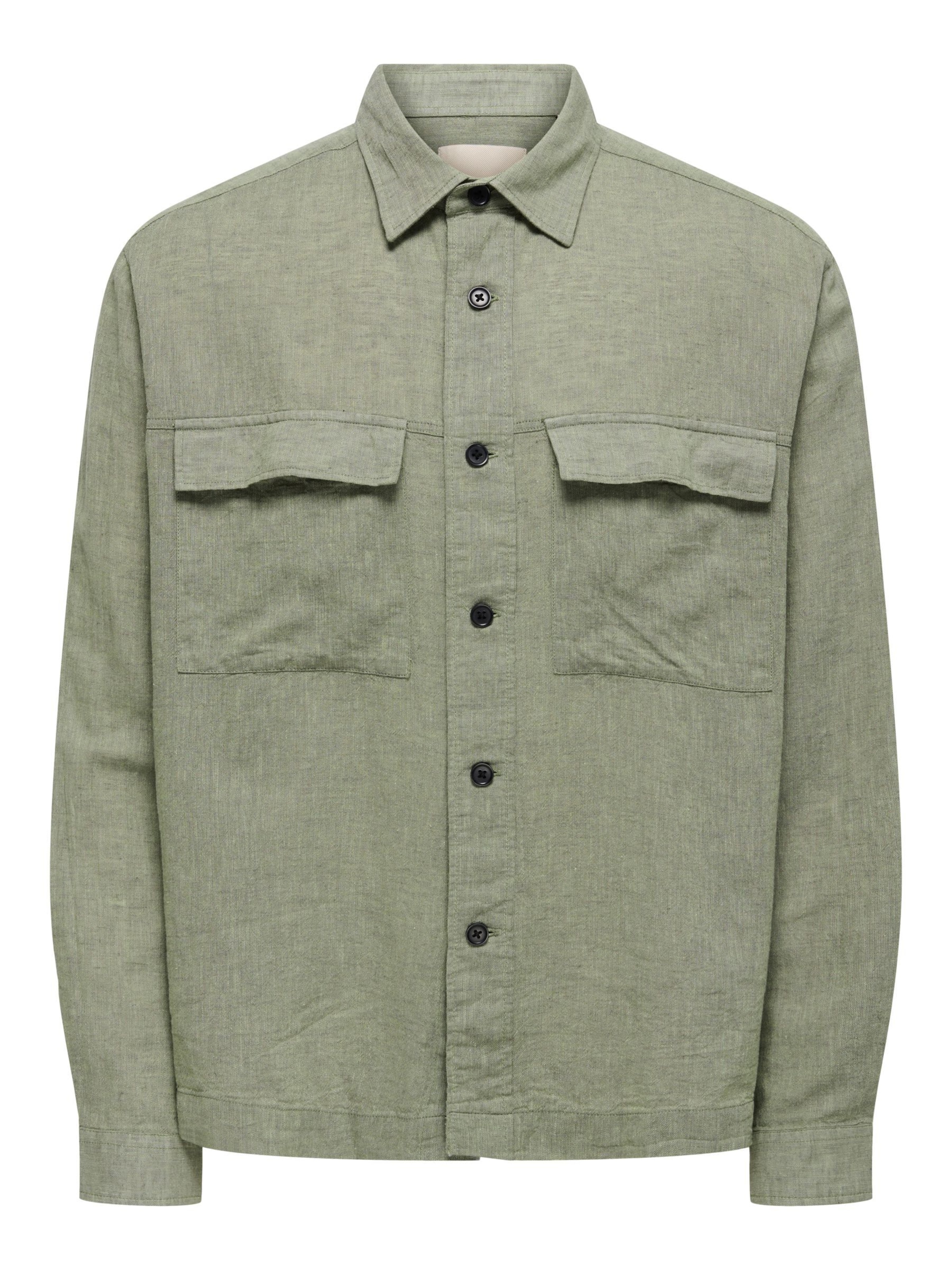 Only & Sons Regular fit Button Up Shirt 'ONSCaiden' in Green: front