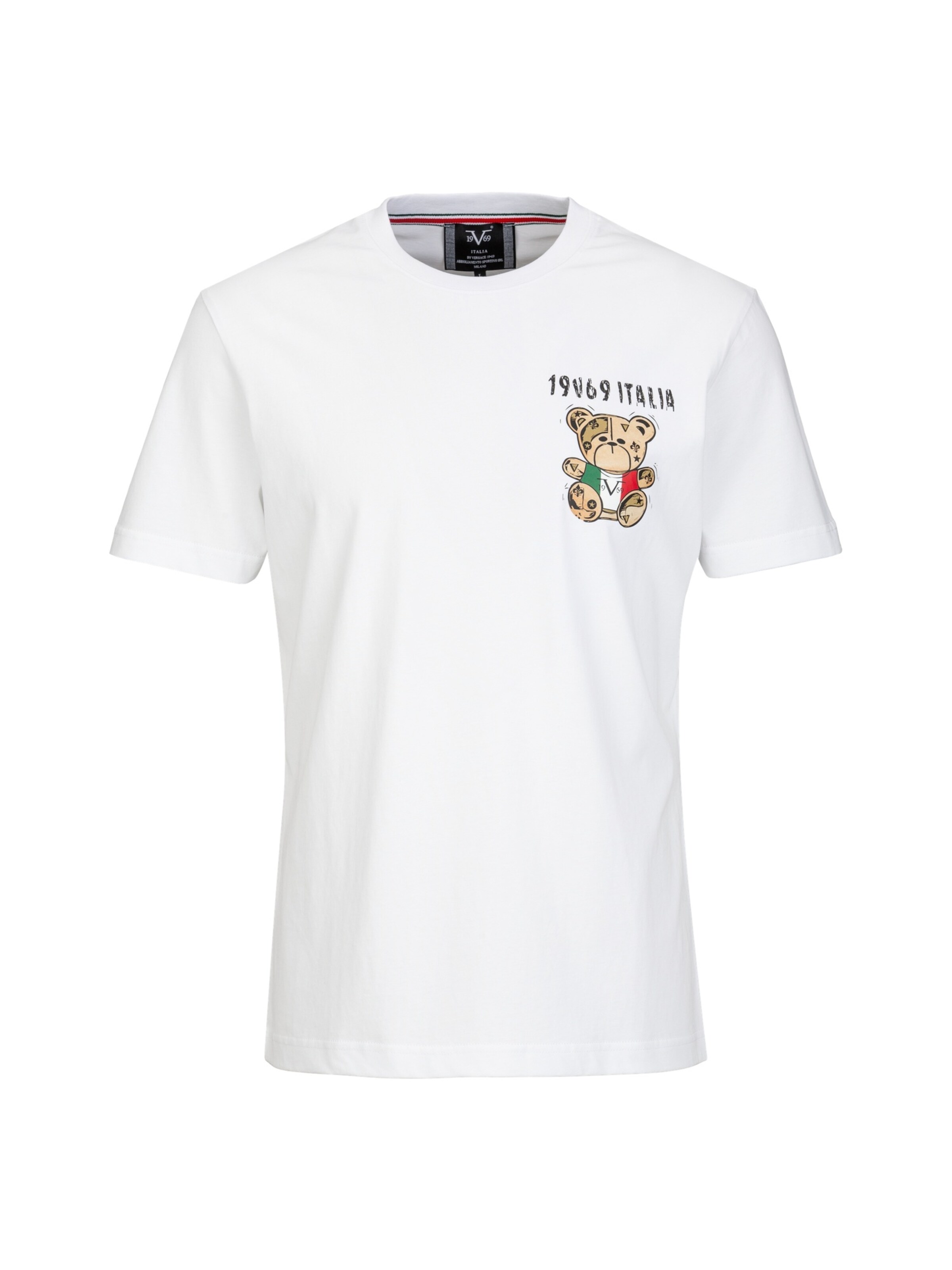 19V69 ITALIA T-Shirt 'RAFAEL ITALIAN TEDDY' in Weiß: Vorderseite
