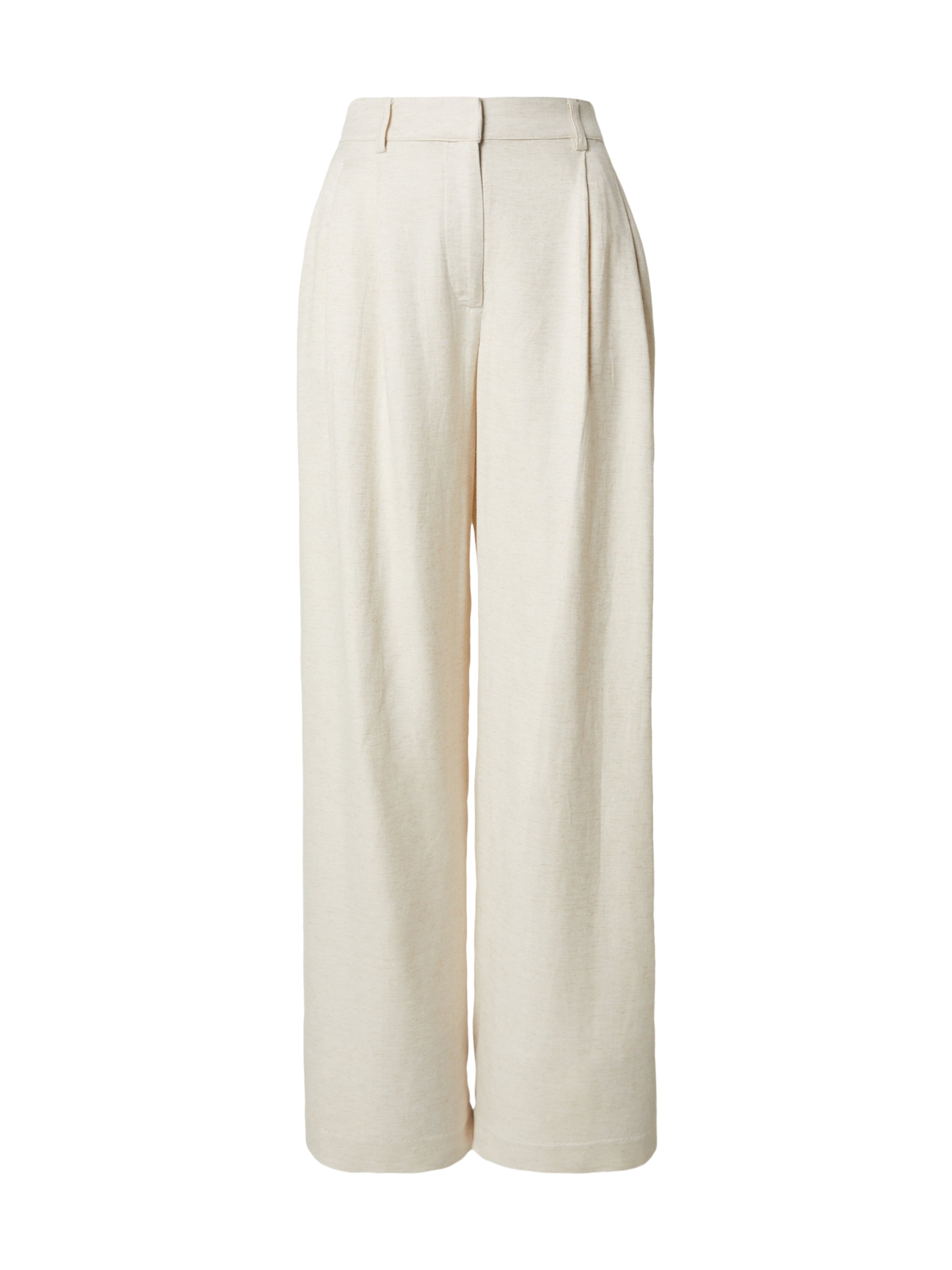 The Base Theory Широка кройка Панталон с ръб 'PLEATED LINEN PANTS' в бежово: отпред