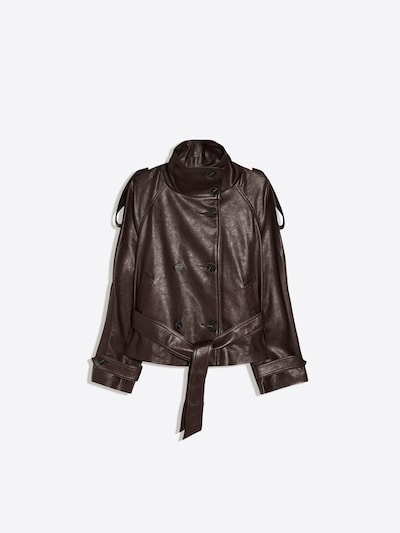 Bershka Prechodný kabát, veľkosť XS - čokoládová, Produkt