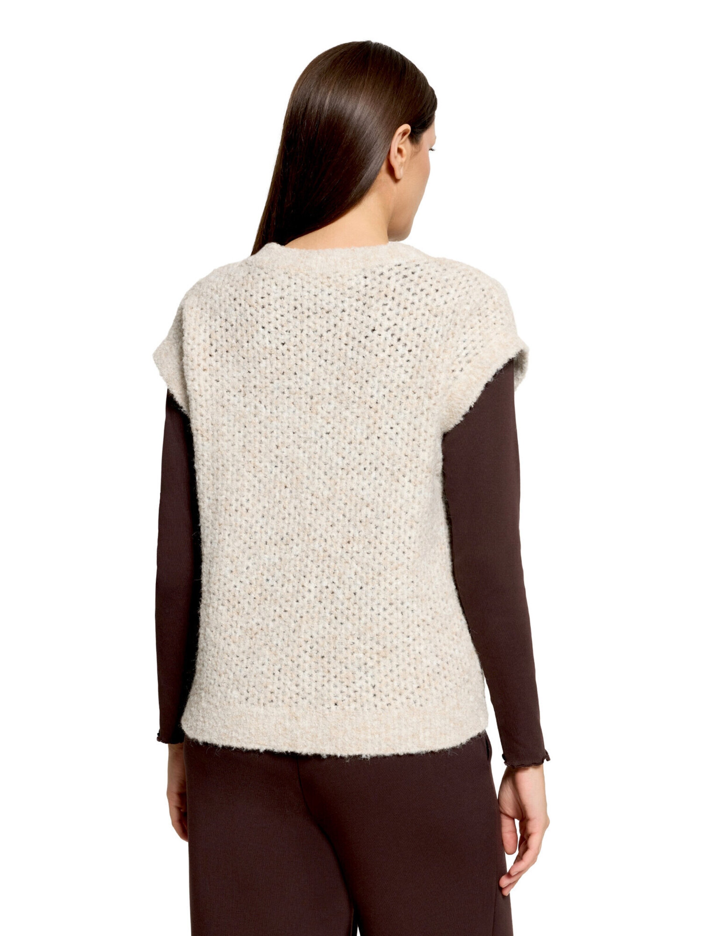 Cartoon Strickpullunder mit V-Ausschnitt in Beige