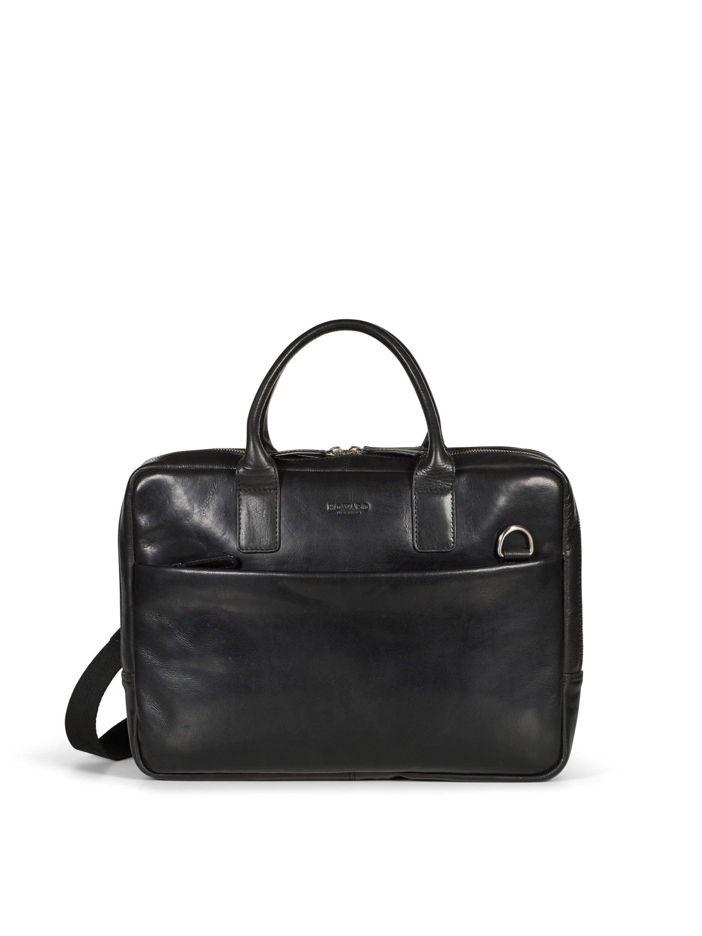 Howard London Laptoptas 'Laptop Bag Stanley Black' in Zwart: voorkant