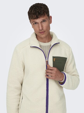 Only & Sons Fleece jas in Zilver