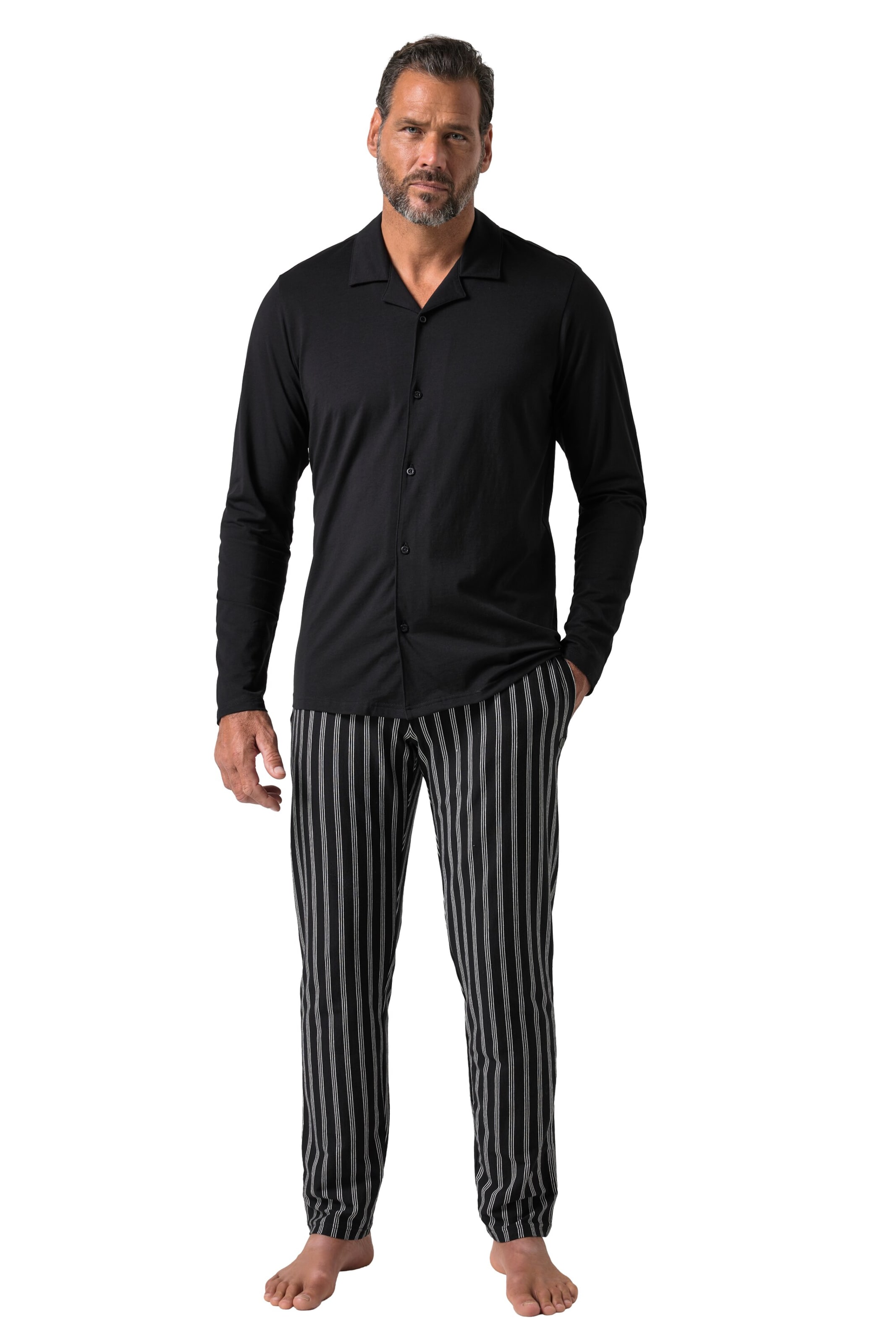JP1880 Pyjama in Schwarz: Vorderseite
