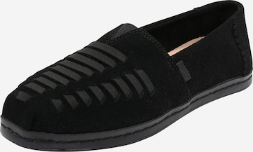 TOMS Instappers 'ALPARGATA LEATHER WRAP' in Zwart: voorkant