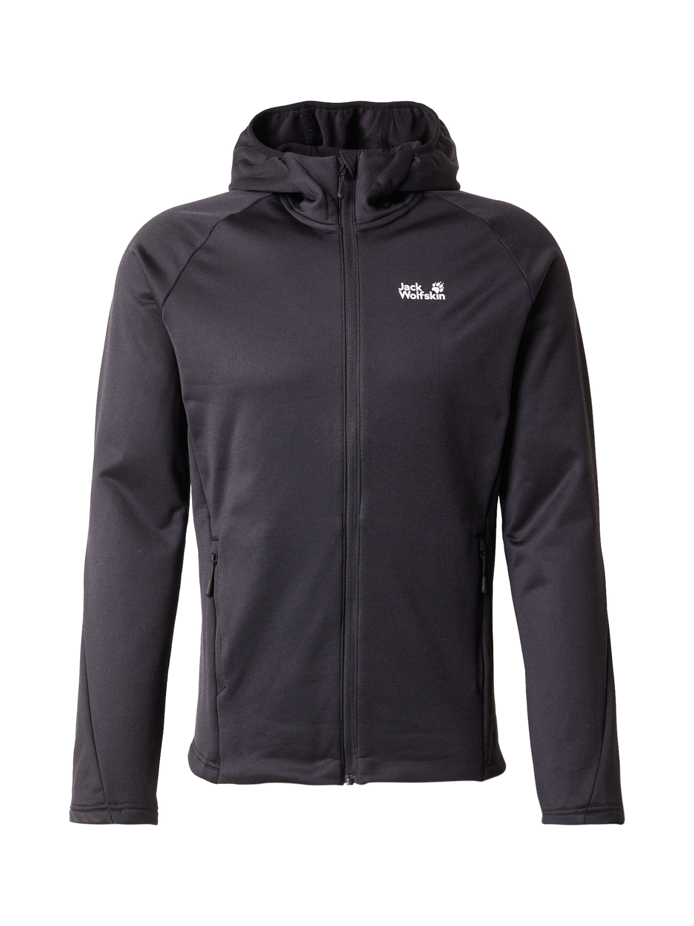 JACK WOLFSKINTehnička flis jakna 'PEAK DISTRICT' - crna boja: prednji dio