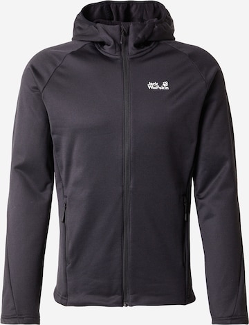 juoda JACK WOLFSKIN Funkcinis flisinis džemperis 'PEAK DISTRICT': priekis