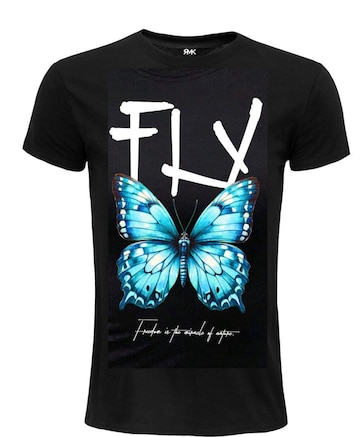 RMK Shirt 'Rundhalsausschnitt Butterfly' in Schwarz: Vorderseite