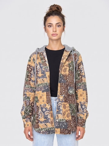 HUF Between-season jacket 'Womens Patchwork Cord Hooded Jacket Brown' in Mixed colours