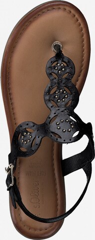 s.Oliver T-Bar Sandals in Black