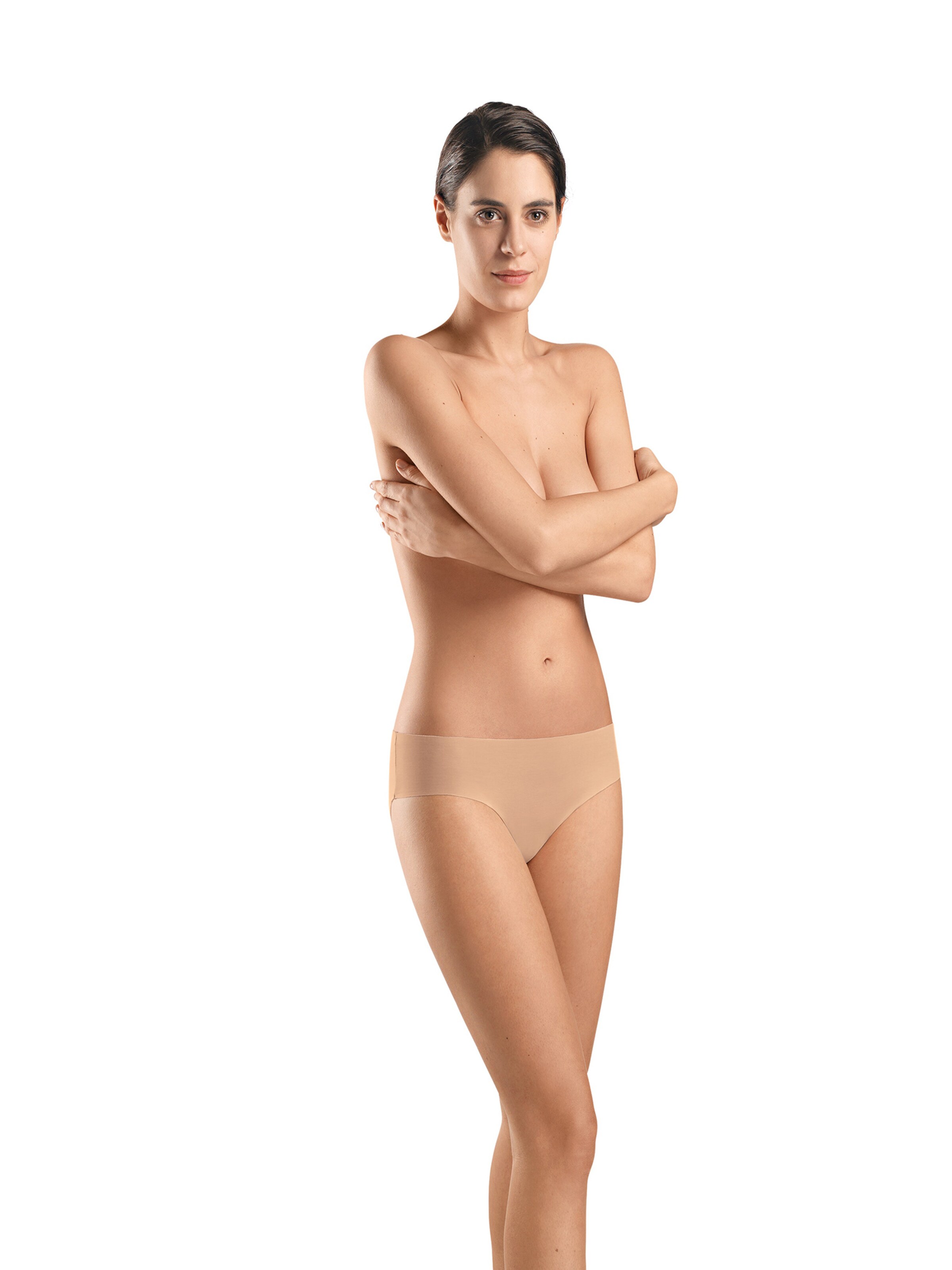 Hanro Slip ' Invisible Cotton ' in Beige: front