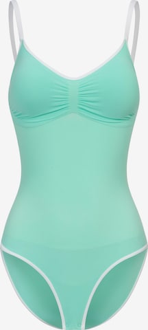 cfab (formerly creamy fabrics) - Body moldeador 'Lined Bodysuit Sculpting Shapewear mit integrierten Pads mit Slip' en verde: frente